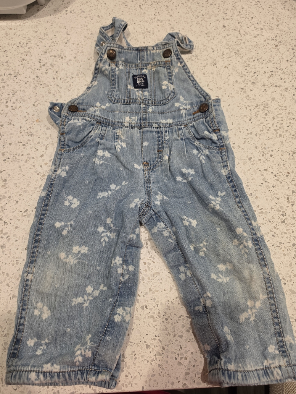 Vintage Osh Kosh/Carter's Light Blue Floral Denim Overalls for Kids